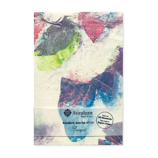 Sundara Sundara Notizblock "Bouquet" – handgeschöpftes Biobaumwoll-Papier, Indigo, – Produktbild 1 von 2