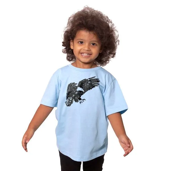 HANDGEDRUCKT HANDGEDRUCKT "Weißkopfseeadler" Unisex Kinder-T-Shirt, Lightblue, – Produktbild 1 von 2