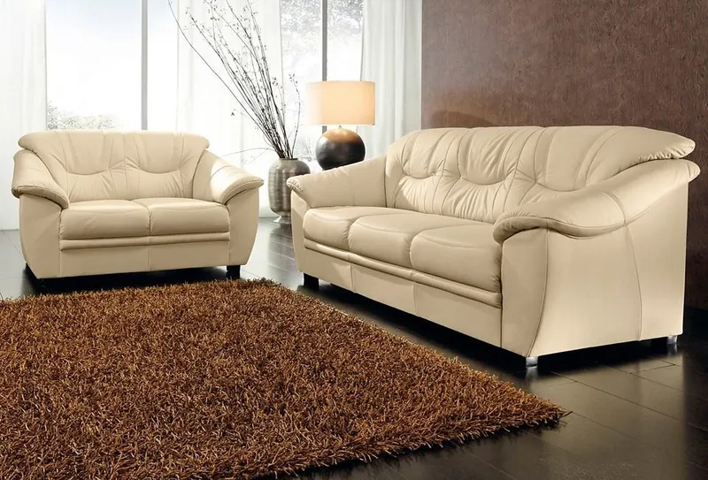 sit&more Polstergarnitur Savona, Set: 2- & 3er-Sofa, B: 148 bzw. 198 cm, Federkern-Polsterung, komfortable Sitzhöhe 46 cm, frei im Raum stellbar, stilvolles Design, Weiß, – Produktbild 3 von 5