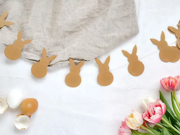renna deluxe renna deluxe Osterhasen Girlande aus Papier, Osterdeko handgefertigt, Braun, – Produktbild 3 von 3
