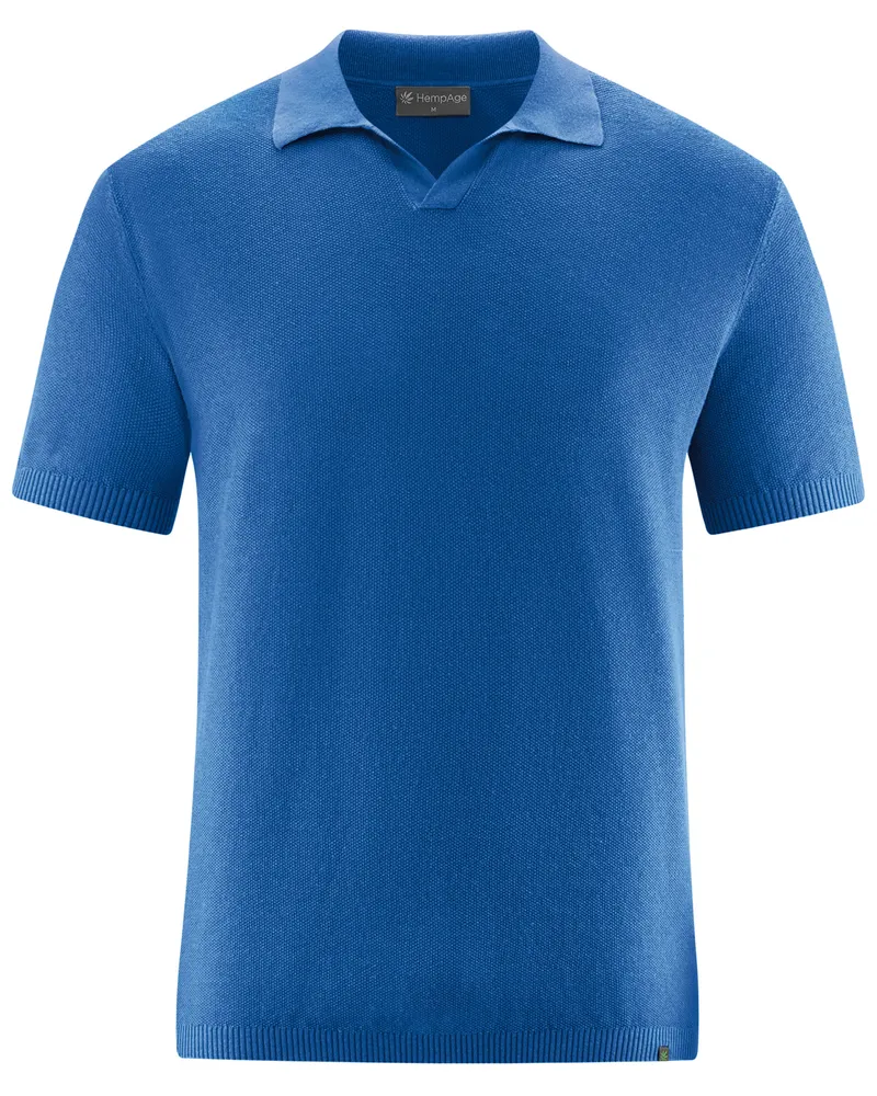 HempAge Hempage Herren vegan Polohemd Elegant In Königsblau, Blau, – Produktbild 1 von 2