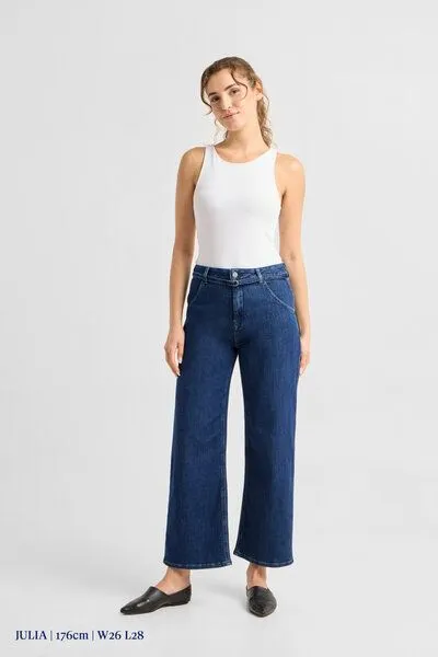 DAWN Damen Jeans BLINK High Waist Wide DAWN Bio-Baumwolle, Dark blue, – Produktbild 3 von 6