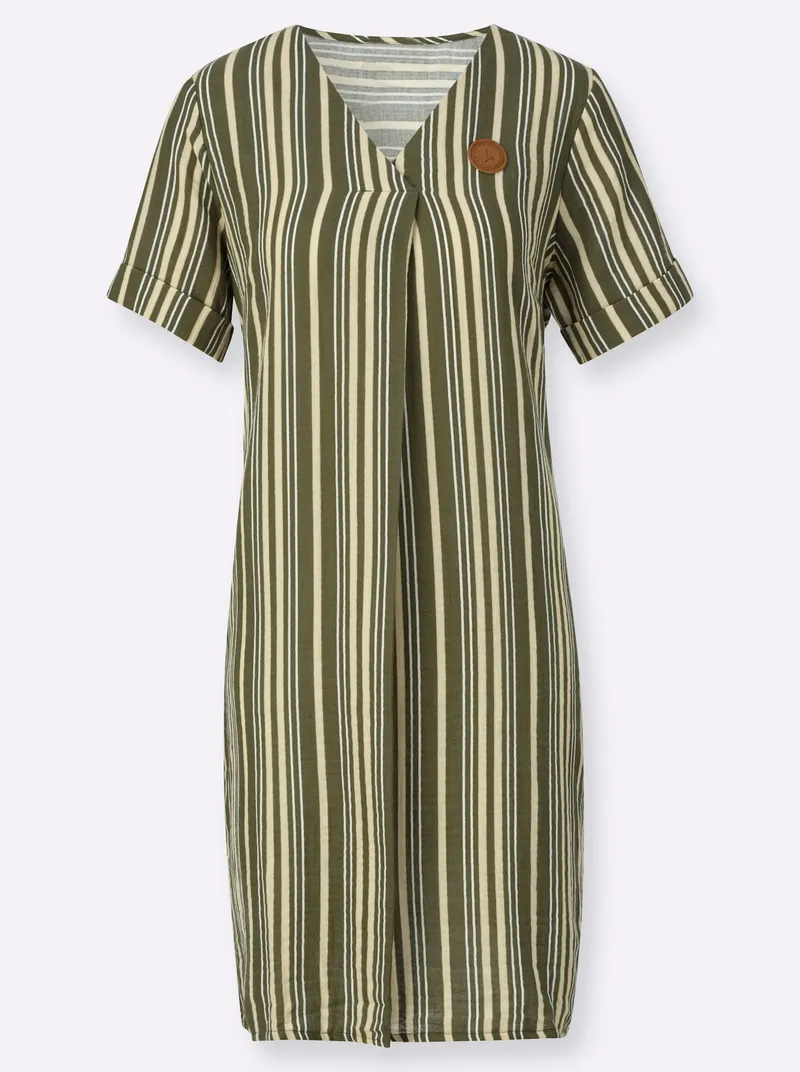 Witt Webkleid oliv-sand-gestreift, Oliv-sand-gestreift, – Produktbild 1 von 2