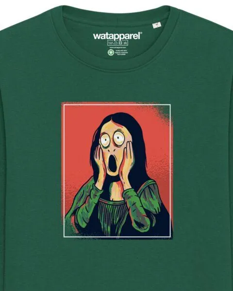 watapparel watapparel Sweatshirt Unisex Mona Lisa Scream, Bottle green, – Produktbild 3 von 4