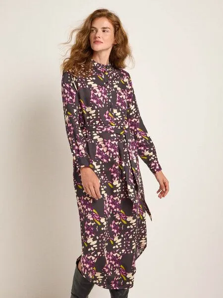LANIUS LANIUS Midikleid aus TENCEL Lyocell, Print butterfly black/violet, – Produktbild 2 von 4