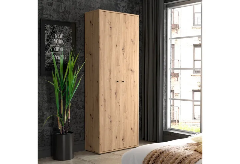 FORTE Schuhschrank Tempra, Mehrzweckschrank, 2 Türen, Einlegeböden, Höhe 197,5 cm Breite 73,7 cm, Beige, – Produktbild 7 von 8