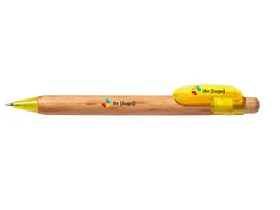 Memo PEFC-zert. Holz-Druckkugelschreiber 'Prisma wood' gelb trans. Funktion – Produktbild 1 von 1
