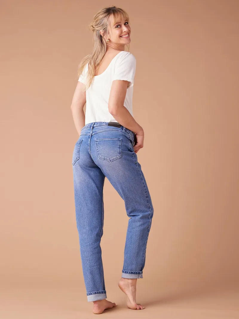 Envie De Fraise Mom-Jeans für die Schwangerschaft mit abnehmbarem Einsatz ENVIE DE FRAISE Bundweite verstellbar, Blue stone, – Produktbild 3 von 4