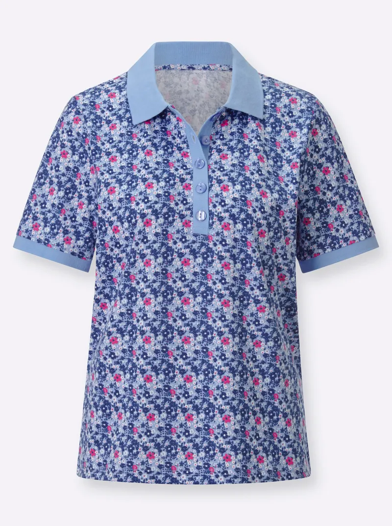 Witt Poloshirt bleu-fuchsia-bedruckt, Bleu-fuchsia-bedruckt, – Produktbild 1 von 2