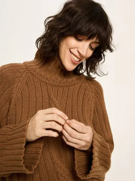 LANIUS LANIUS Rippenpullover, Brown, – Produktbild 3 von 4