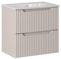 Lomadox Waschtisch NEWPORT-56-CASHMERE, 61cm mit Keramikwaschbecken, kaschmir, gerillte Front – Produktbild 1 von 1