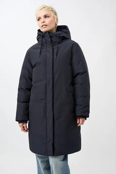 LangerChen LangerChen Lange Jacke mit Kapuze und Eco Daune, Navy (blau), – Produktbild 1 von 4