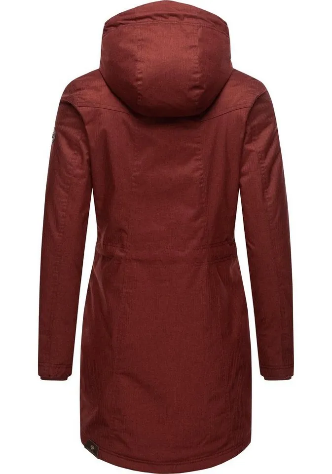 ragwear ragwear Wintermantel Elsie Melange Wasserdichter Winterparka mit Kapuze und Teddyfleece, Rot, – Produktbild 3 von 3