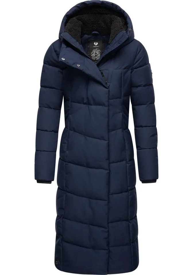 ragwear ragwear Steppmantel Pavla Extralong zeitloser, wasserdichter Damen Wintermantel, Blau, – Produktbild 1 von 4
