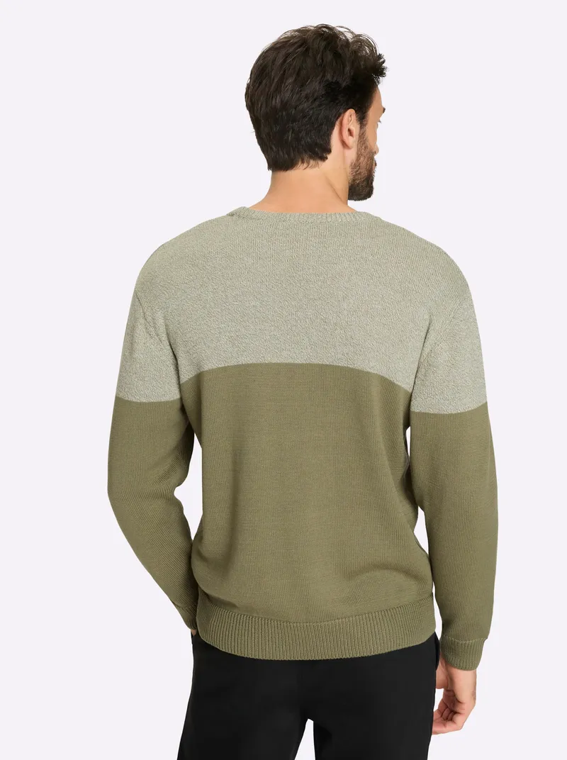 Catamaran Rundhalspullover khaki-meliert, Khaki-meliert, – Produktbild 2 von 2