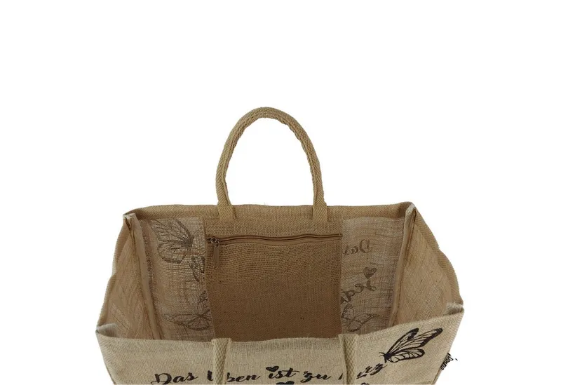 Domelo Domelo Einkaufskorb Jute Einkaufskorb, Vegan Einkaufstasche, Korbtasche, Shopping bag, Boden verstärkt, Beige, – Produktbild 4 von 5