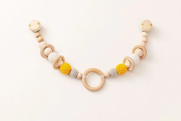 NoniKids Berlin NoniKids Berlin Kinderwagenkette Holz *Ring* 4 Farben | Bio Baumwolle, Gelb, – Produktbild 2 von 4