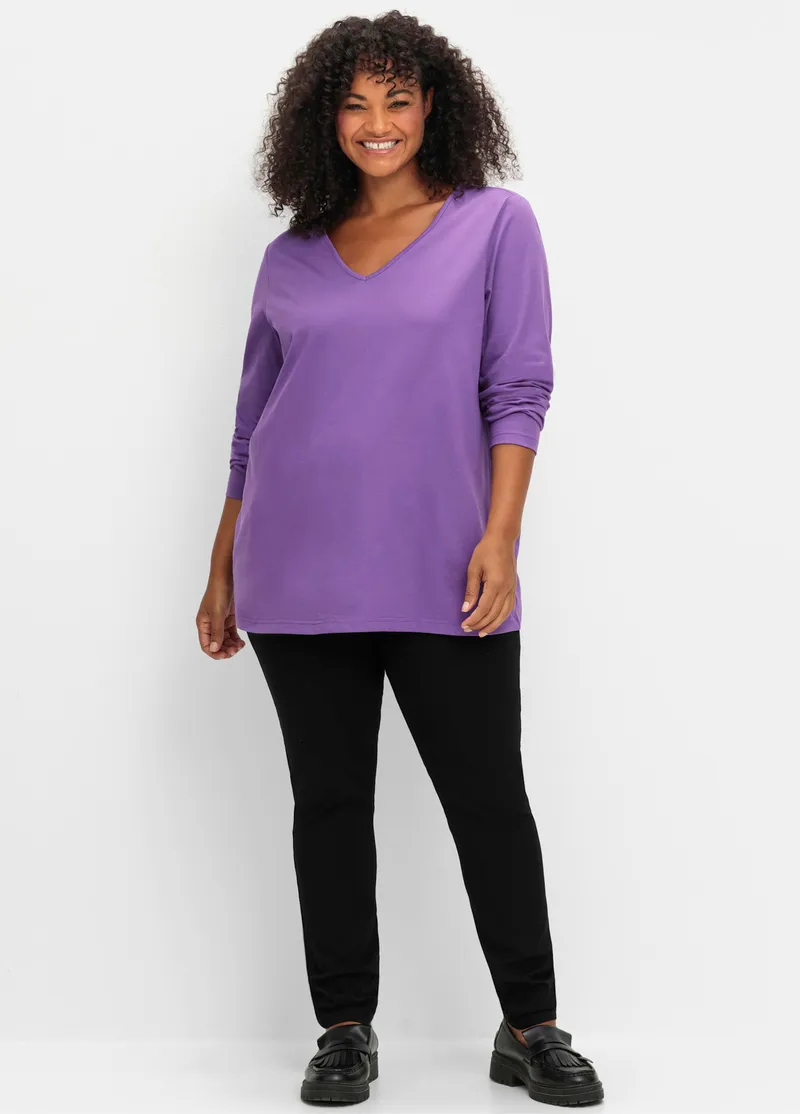 sheego Langarmshirt lila, Lila, – Produktbild 2 von 2