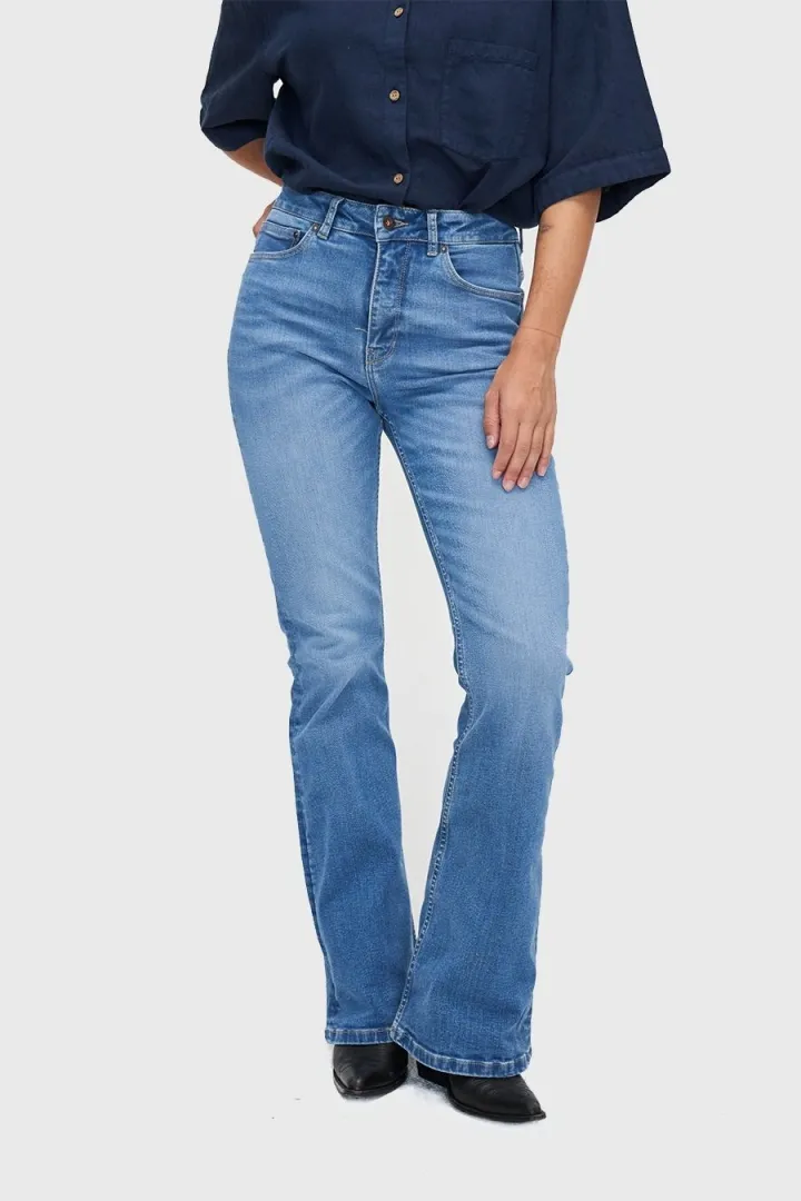 Kuyichi Kuyichi Damen vegan Jeans Flare Lisette Timed Out Blau, Blau, – Produktbild 2 von 2