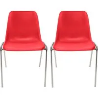 2x Besucherstuhl "ECO" Gestell verchromt, Kunststoffschale rot – Produktbild 1 von 1