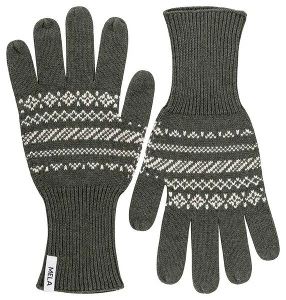 MELA Strick Handschuhe RISHI | von MELA | Fairtrade & GOTS zertifiziert, Grün melange gemustert, – Produktbild 1 von 4