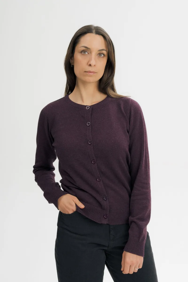 MELA MELA Damen vegan Strickjacke Fine Nameen, Violett, – Produktbild 2 von 2