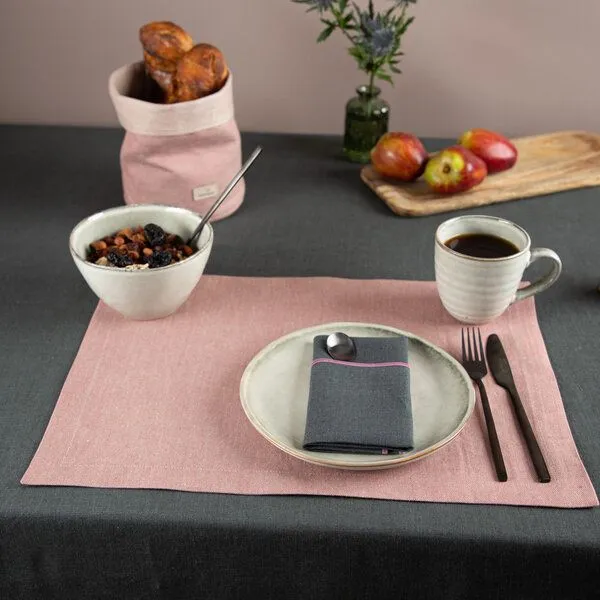 nahtur-design nahtur-design Tischset aus 100% Leinen, Leinendenim, Rosé (rosa), – Produktbild 4 von 5