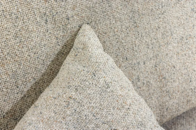 riess-ambiente Ecksofa KENT 220cm beige/chrom – XXL Strukturstoff, L-Form, inkl. Kissen, Einzelartikel 1 Teile, FSC-zertifizierte Wohnlandschaft mit Hocker – ideal fürs Wohnzimmer, Beige, – Produktbild 4 von 5