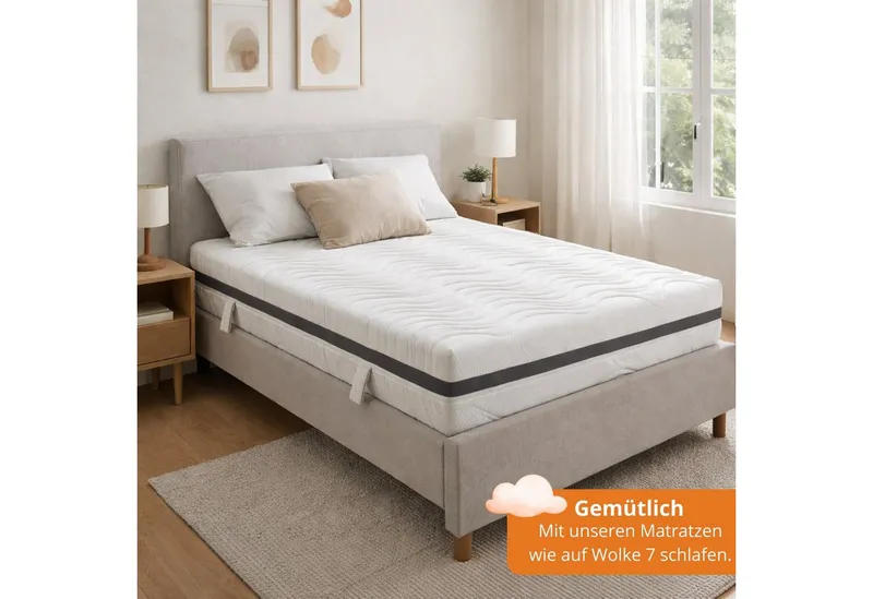 Federkernmatratze Comfort 130, in 90x200 cm, 140x200 cm und weitere Größen, sleepling, 18 cm hoch, mit 7-Zonen Kaltschaum Auflage und verschiedenen Härtegraden, Weiß, – Produktbild 5 von 5