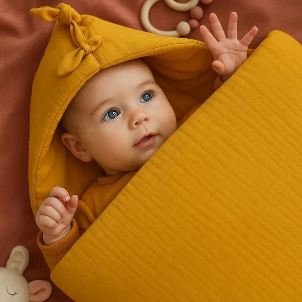 PAPATE PAPATE Babynest aus Bio-Baumwolle, Gelb, – Produktbild 2 von 4