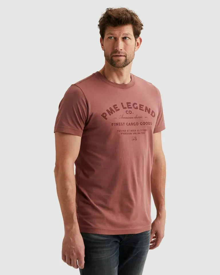PME Legend PME Legend T-Shirt Logo Print Kurzarm aus reiner Baumwolle, Rundhals, Rot, – Produktbild 1 von 4