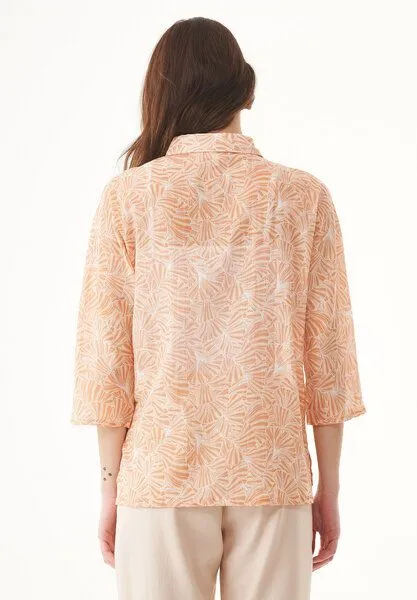 ORGANICATION ORGANICATION Hemdbluse aus Bio-Baumwoll-Voile, Natur(indian tan flower), – Produktbild 4 von 4