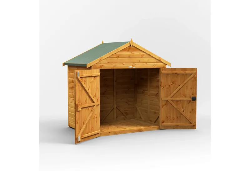Powersheds Gerätehaus Fahrradschuppen mit Satteldach aus Nut- und Feder Vollholz, BxT: 120x180 cm, (Polyester-verstärkte Dachpappe, gehärtetes Glas, hochwertiges Holz), Hochwertiges Holz, Braun, – Produktbild 3 von 5