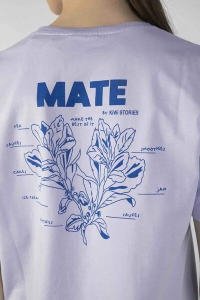 Kiwistories T-Shirt Unisex- 100%Org Baumwolle- Mate Print, Flieder, – Produktbild 3 von 3