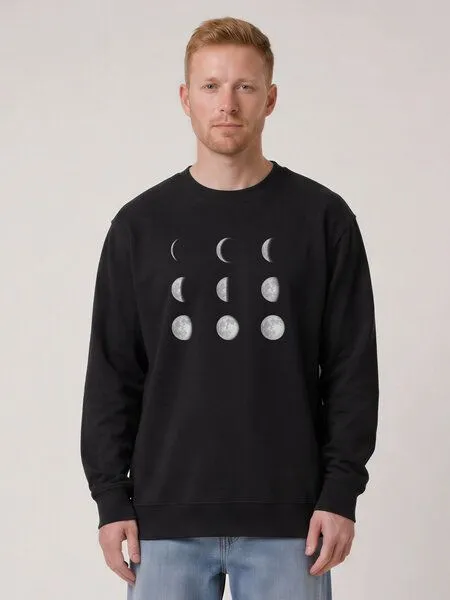 watapparel watapparel Sweatshirt Unisex Moonphases, Black, – Produktbild 2 von 2