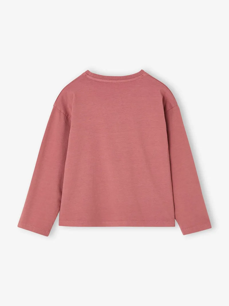 Vertbaudet Shirt mit Schriftzug Mädchen BASIC, Altrosa, – Produktbild 2 von 3