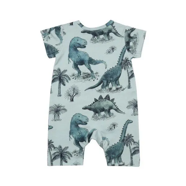 Walkiddy Baby Kurzarm-Strampler GOTS zertifiziert – Grün mit Dinosauriermotiv, weich & bequem | von Walkiddy – Produktbild 2 von 2