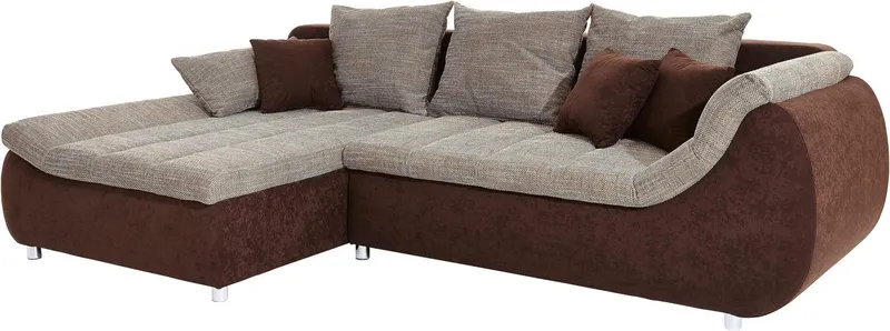 Home affaire Ecksofa Imola, bequem, aktuelle Steppung im Sitz, L-Form, Breite 270cm, wahlweise mit Bettfunktion, Braun, – Produktbild 3 von 8