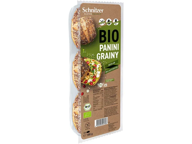 Schnitzer Schnitzer Bio-Brötchen "Panini Grainy", 3er-Pack, glutenfrei, 188 g – Produktbild 1 von 1