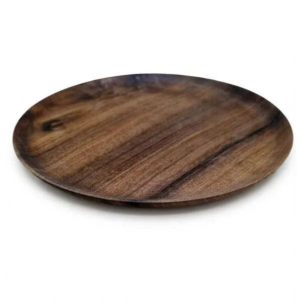 NATUREHOME NATUREHOME Servierteller aus Nussbaumholz, rund 20 - 25 cm – Massivholz Teller, Handgefertigt & Geölt, Holzteller als Servierplatte oder Deko-Ablage – Produktbild 1 von 2