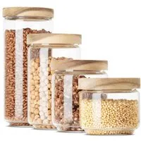 Econovo Econovo Große & kleine Vorratsgläser | 300 - 1000ml (Set 4-tlg.) | Kollektion Rund – Produktbild 1 von 1