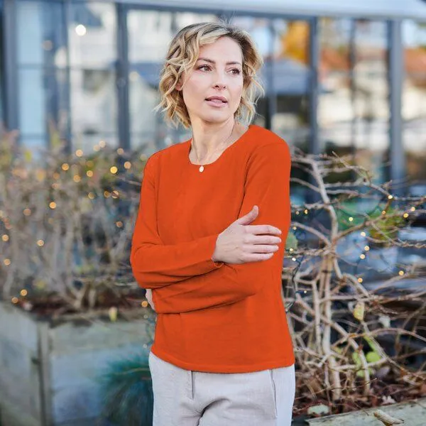 Kokon Zwo Kokon Zwo Basic Pullover 100% Merinowolle (kbT), Orangemelange, – Produktbild 1 von 1