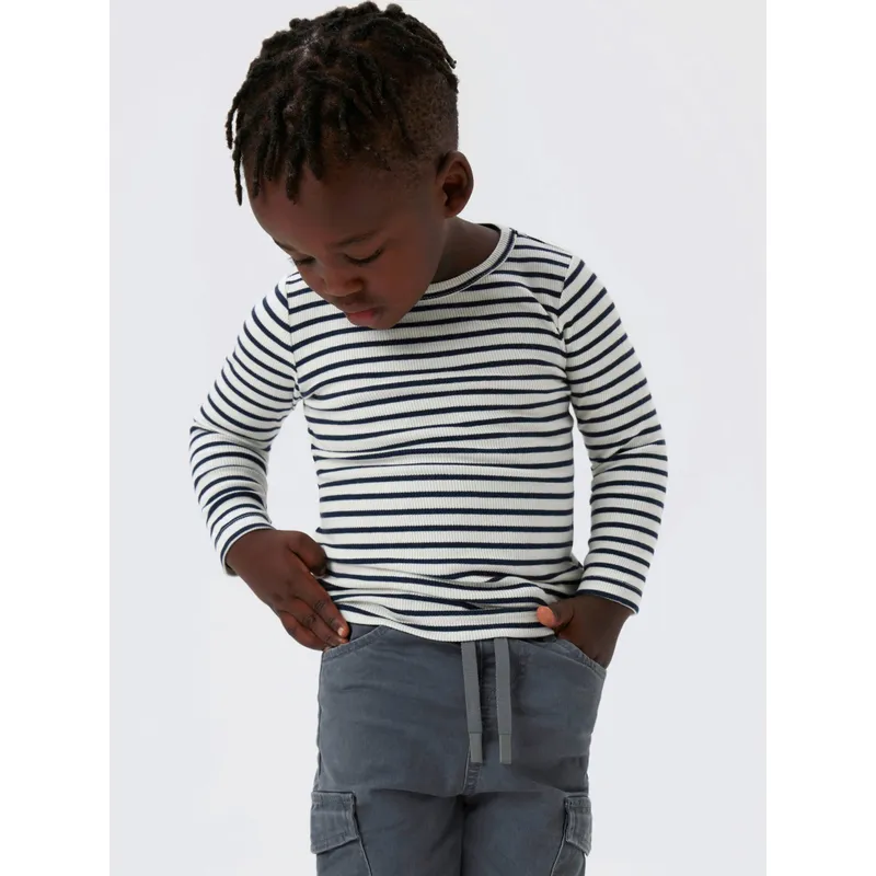 name it Name It Shirt langarm Ringel Rippqualität, Weiss | blau | mehrfarbig, – Produktbild 3 von 3