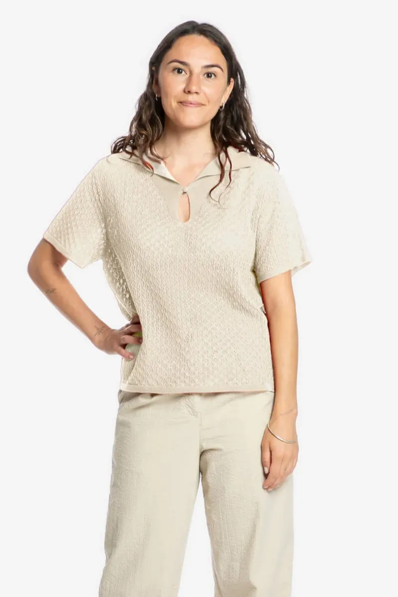 MATONA MATONA Damen vegan Bluse Pointelle Beige, Beige, – Produktbild 2 von 2