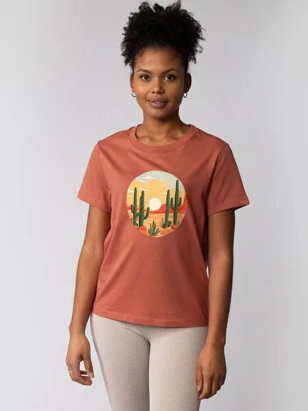 watapparel watapparel T-Shirt Frauen Sonnenuntergang in der Wüste, Heritage brown, – Produktbild 1 von 3