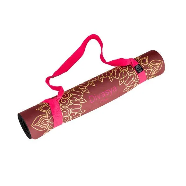 Divasya Divasya Yoga Starter-Set: Yogamatte mit Schutzhülle & 2 Blöcken, Mandala samtrot, – Produktbild 2 von 4