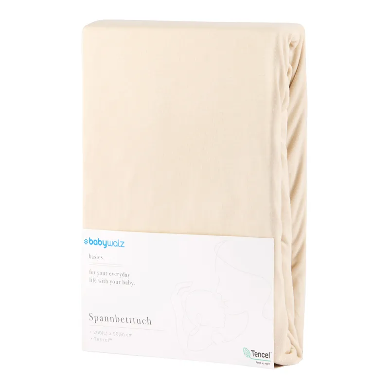 baby-walz Baby-Walz Basics Spannbetttuch TENCEL™ 90x200 cm, Beige, – Produktbild 1 von 2