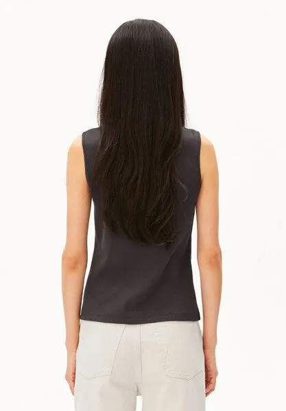 ARMEDANGELS ARMEDANGELS RIB BUTTON Damen Top aus Bio-Baumwoll Mix, Dark steel, – Produktbild 1 von 5