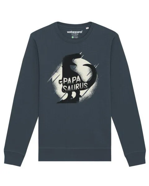watapparel watapparel Sweatshirt Unisex Papasaurus, India ink grey, – Produktbild 1 von 3