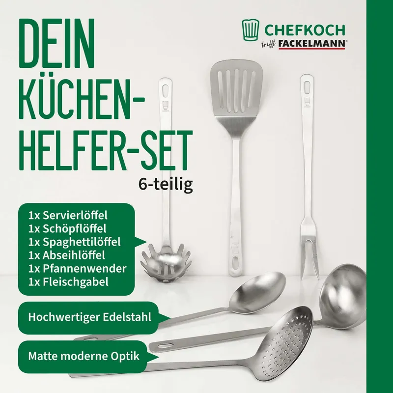 Chefkoch trifft Fackelmann Chefkoch trifft Fackelmann Küchenhelfer-Set Berlin, Edelstahl, 6-tlg. – Produktbild 2 von 3